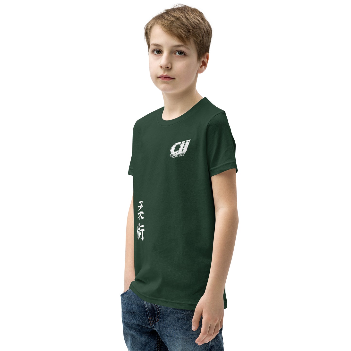 White CJJ Logo - Youth Short Sleeve T-Shirt
