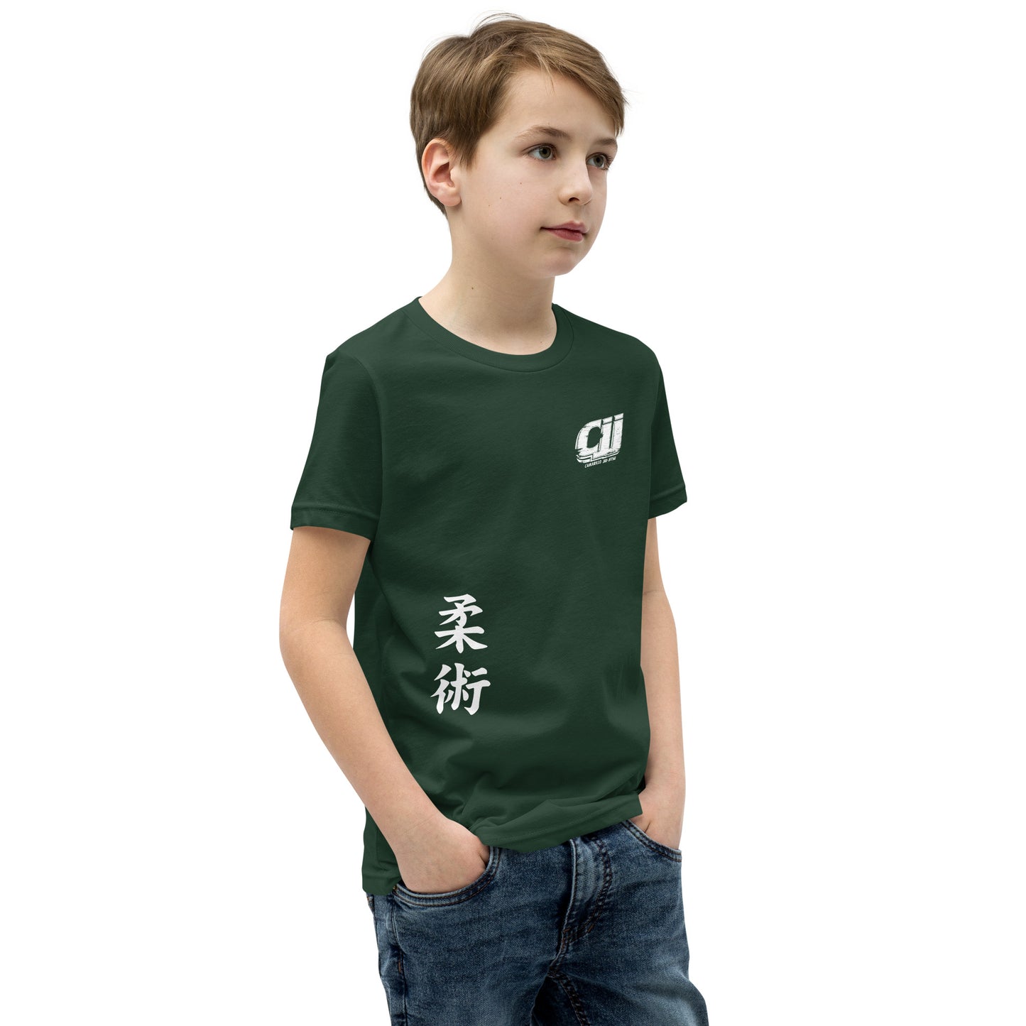 White CJJ Logo - Youth Short Sleeve T-Shirt