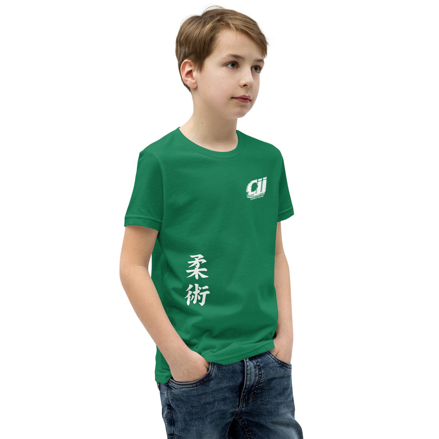 White CJJ Logo - Youth Short Sleeve T-Shirt