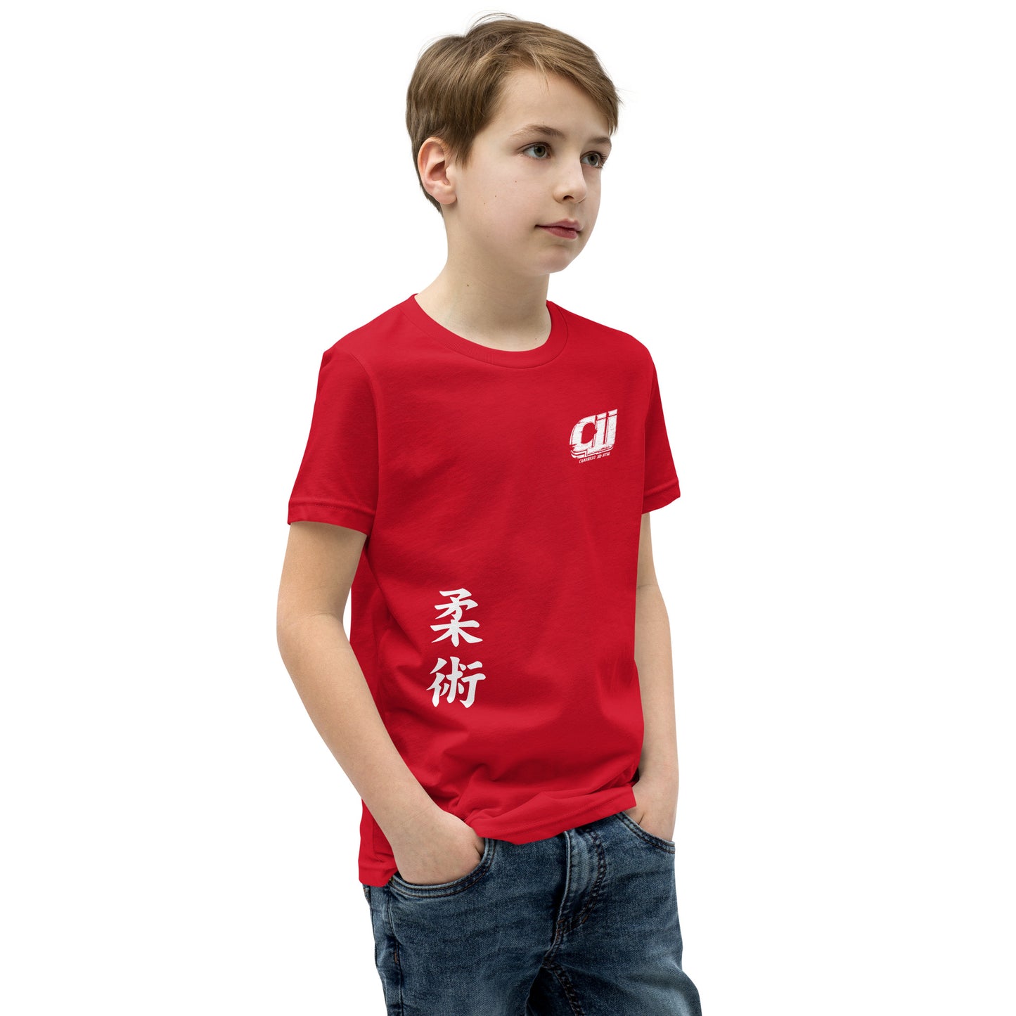 White CJJ Logo - Youth Short Sleeve T-Shirt